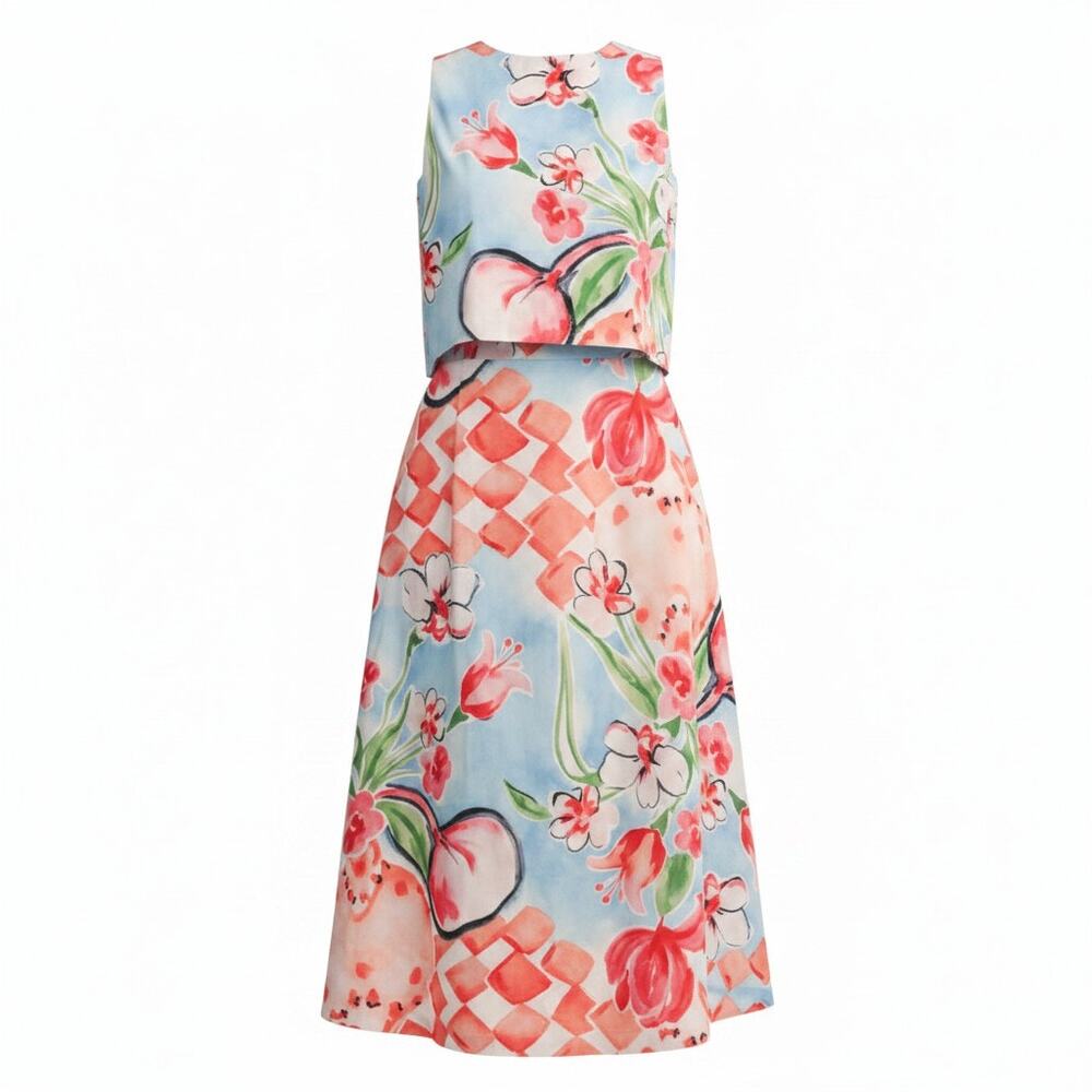 &Merci NWT Floral Matching Set Midi Skirt Sleeveless Outfit Sz M - Picture 3 of 15